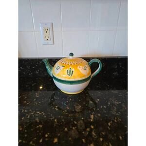 Vintage Vietri Solimene Campagna Chicken hand-painted Italian terracotta teapot